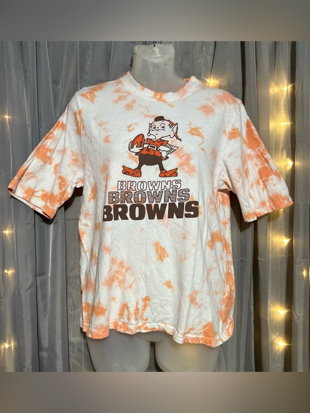 Women's Junk Food Orange Cleveland Browns Team Spirit Tie-Dye T-Shirt Sz L